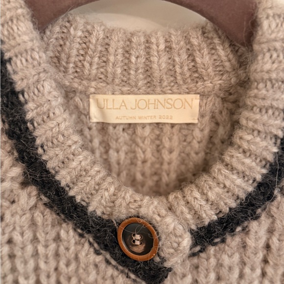 Ulla Johnson Beige and Black Baby Alpaca Cardigan - Picture 5 of 7